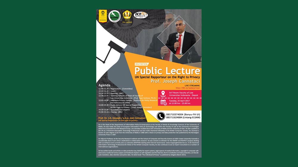UN Special Rapporteur on the Right to Privacy “Prof. Joseph Cannataci”