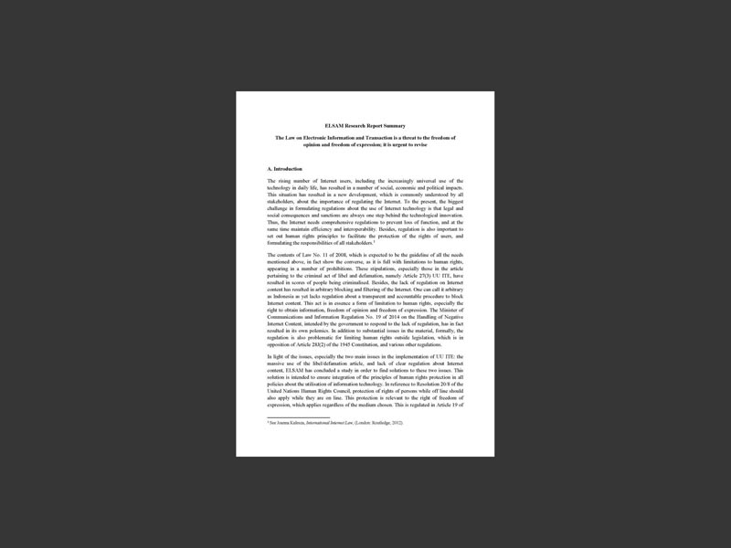 UU ITE is a threat to the freedom of opinion and freedom of expression; it is urgent to revise
